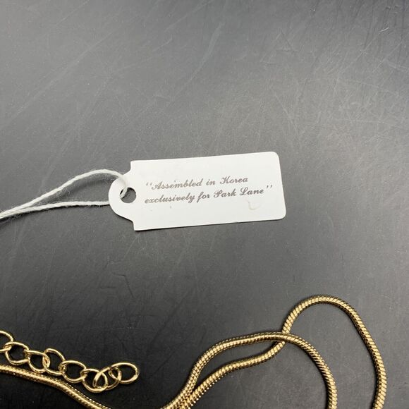 Park Lane Pendant Necklace Flower Floral Triangle Gold Tone Clear Rhinestone - Picture 7 of 9